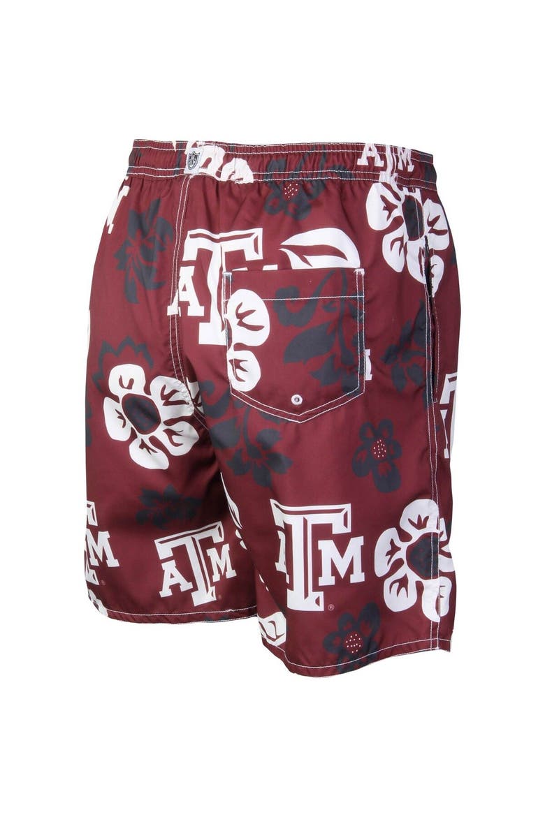 Men's Wes & Willy Maroon Texas A&M Aggies Floral Volley Logo Swim Trunks, Alternate, color, Maroon