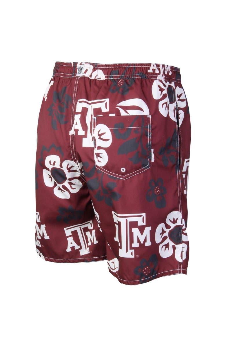Wes & Willy Men's Wes & Willy Maroon Texas A&M Aggies Floral Volley Logo Swim Trunks, Alternate, color, Maroon