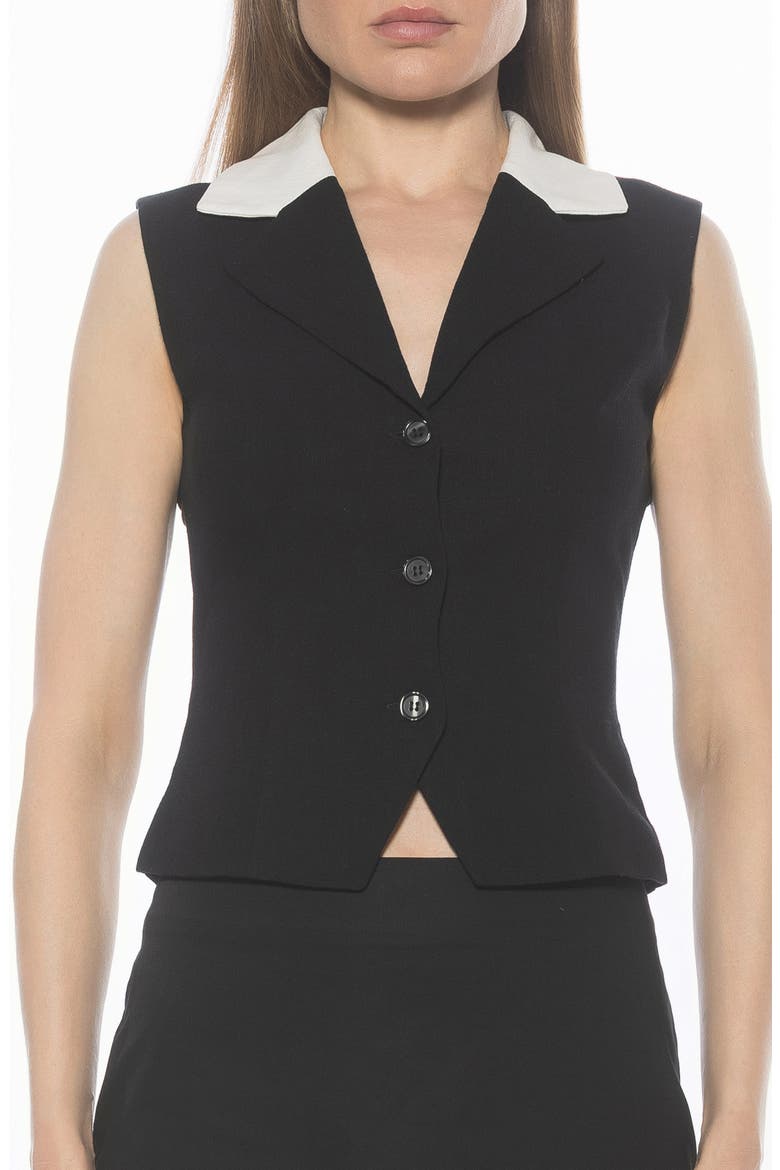 Luisa Cotton & Linen Vest, Main, color, BLACK IVORY