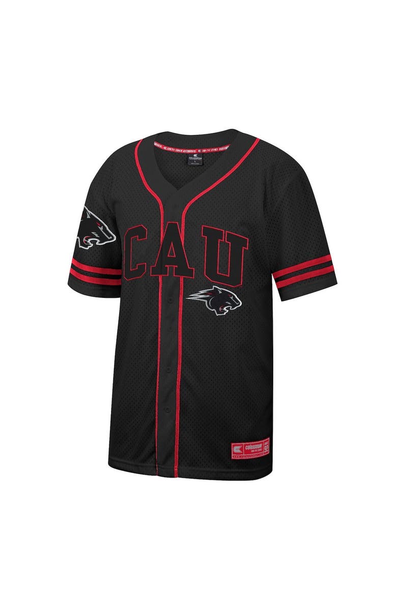 COLOSSEUM Men's Colosseum Black Clark Atlanta University Panthers Free Spirited Mesh Button-Up Baseball Jersey, Alternate, color,