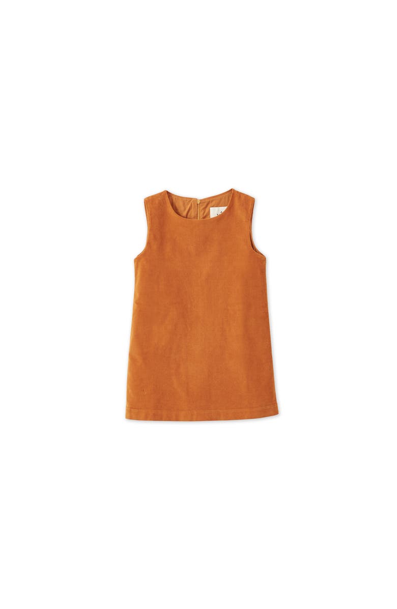 Vild House of Little Organic Cotton Velvet Dress, Main, color, Raw Sienna