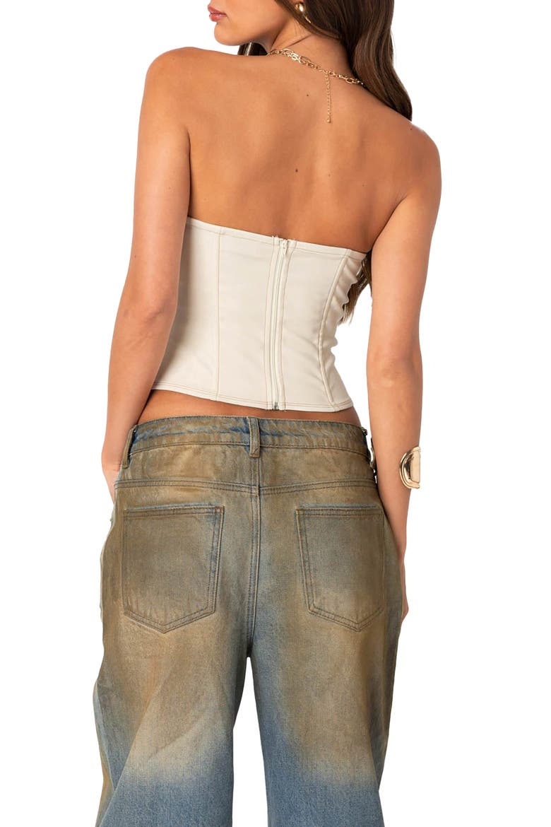June Tie Front Corset Top, Alternate, color, CREAM