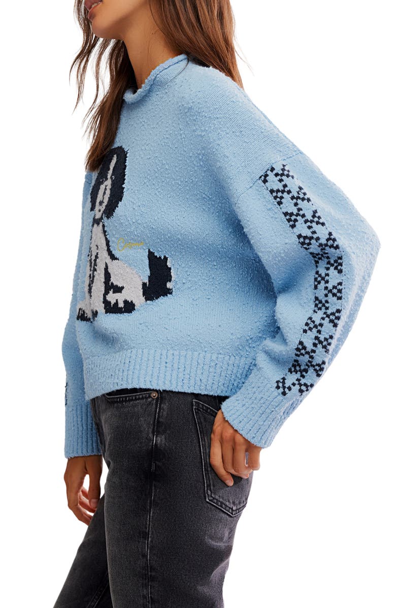 Free People Story Book Cotton Blend Sweater, Alternate, color, Clear Skies Combo