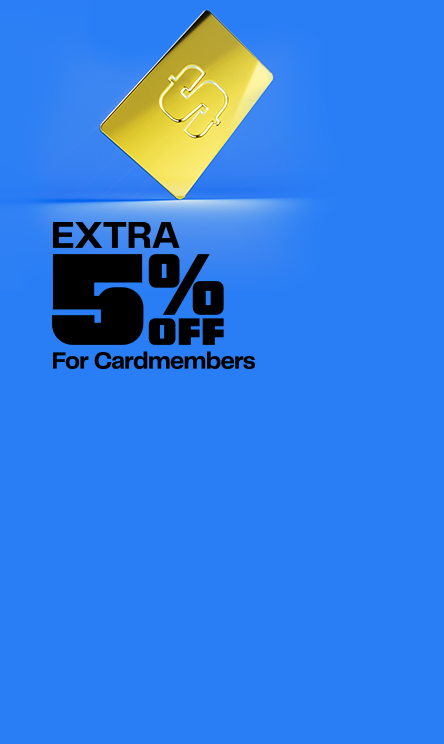 Extra 5% off for cardmembers. A gold credit card.