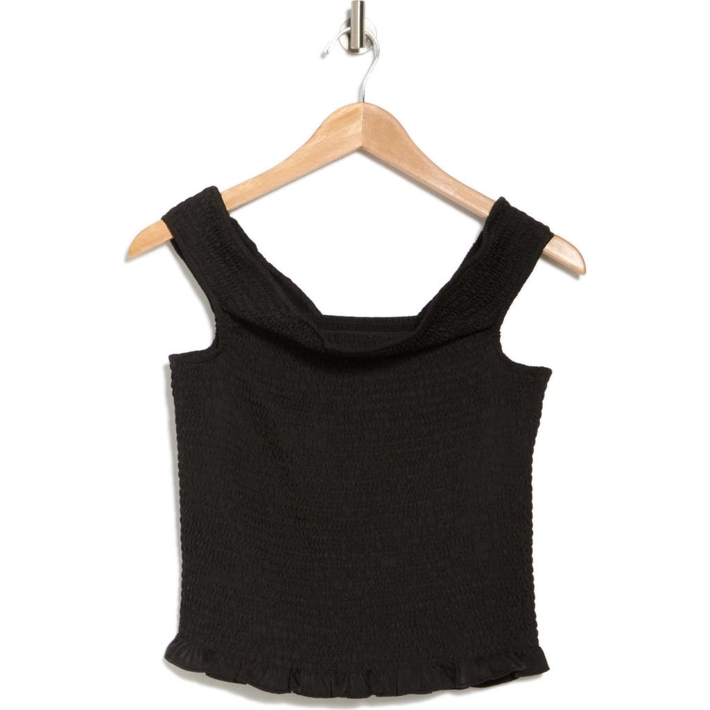 Shop Wayf Off The Shoulder Smocked Top In Black