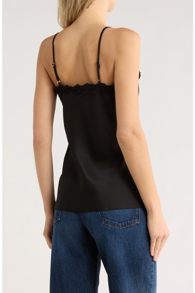 Lace Trim Satin Camisole, Alternate, color, BLACK