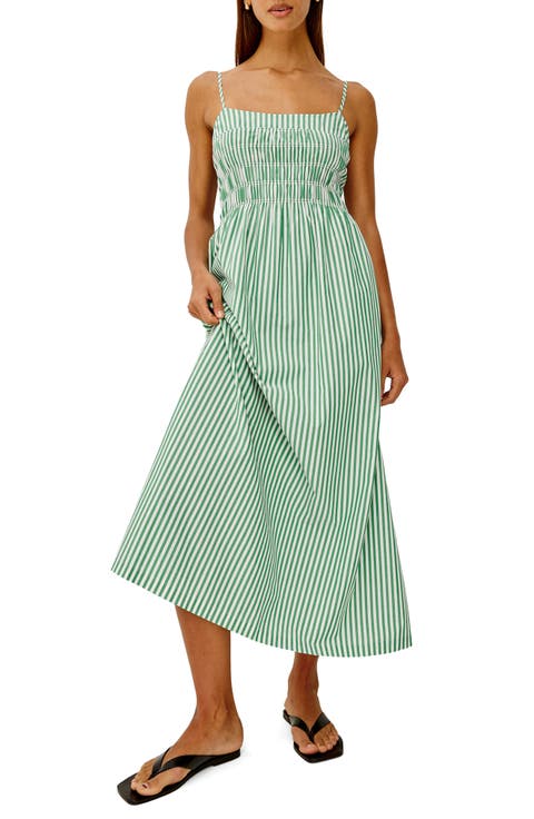 Primrose Stripe Smocked Bodice A-Line Dress