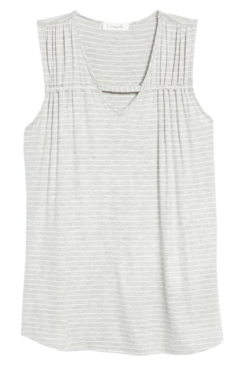 Stripe Gathered Shoulder Cutout Tank, Alternate, color, HEATHER GRAY