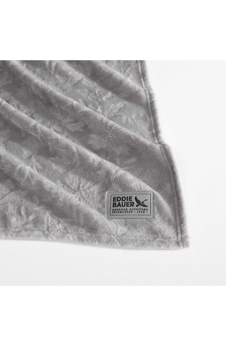 Eddie Bauer Woodblock Floral Fleece Throw, Alternate, color, Grey
