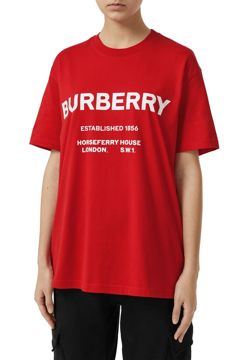 Burberry Hustley Horseferry Print Cotton Tee, Main, color, 