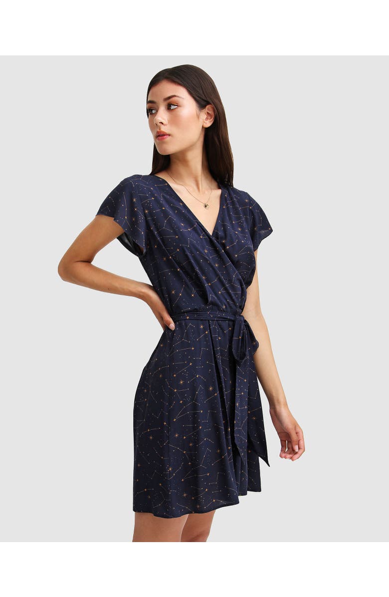 Belle & Bloom I'm The Star Wrap Dress, Alternate, color, Navy