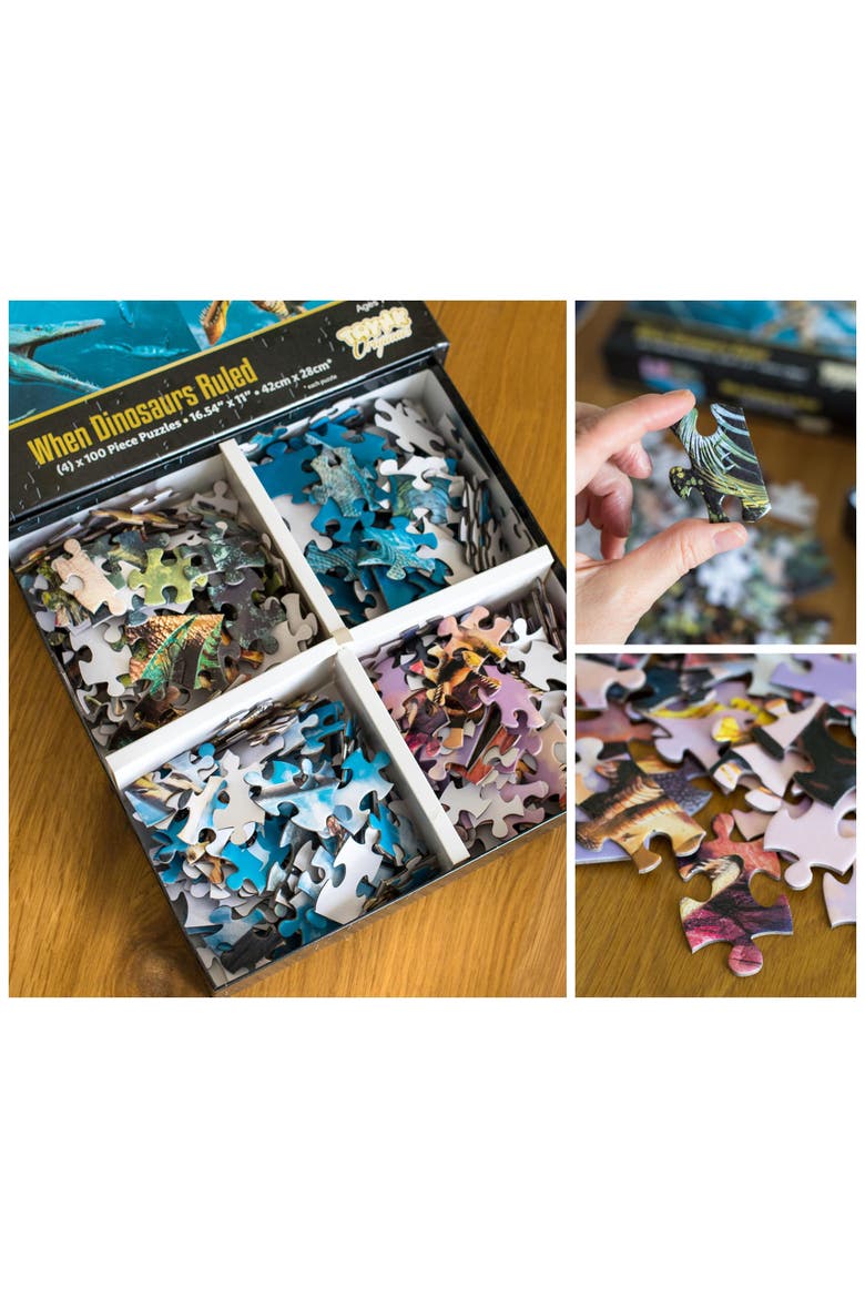 Dinosaur 100-Piece Jigsaw Puzzle Box Bundle | Set of 4, Alternate, color, Multi-Color