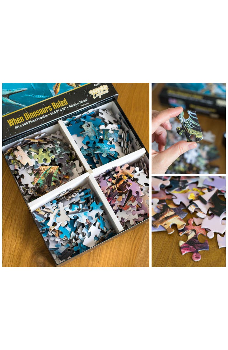 Toynk Dinosaur 100-Piece Jigsaw Puzzle Box Bundle | Set of 4, Alternate, color, Multi-Color