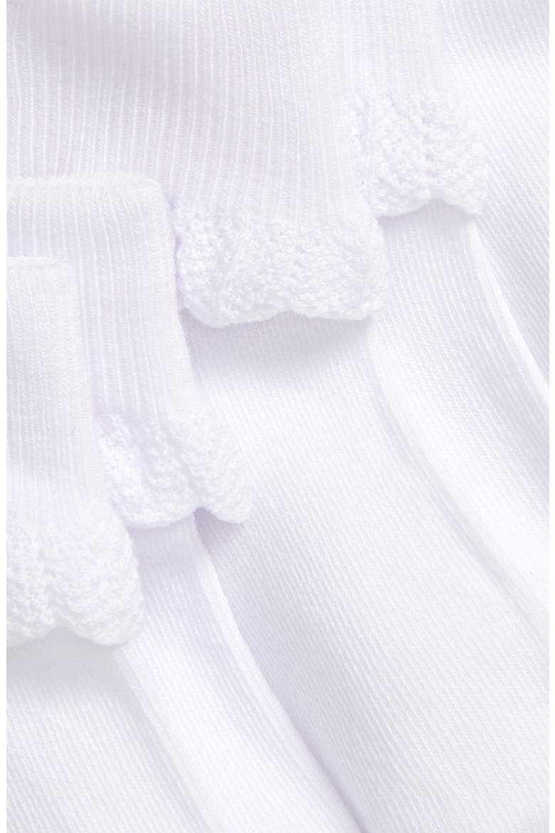 Kids' Scallop 3-Pack Socks, Alternate, color, WHITE