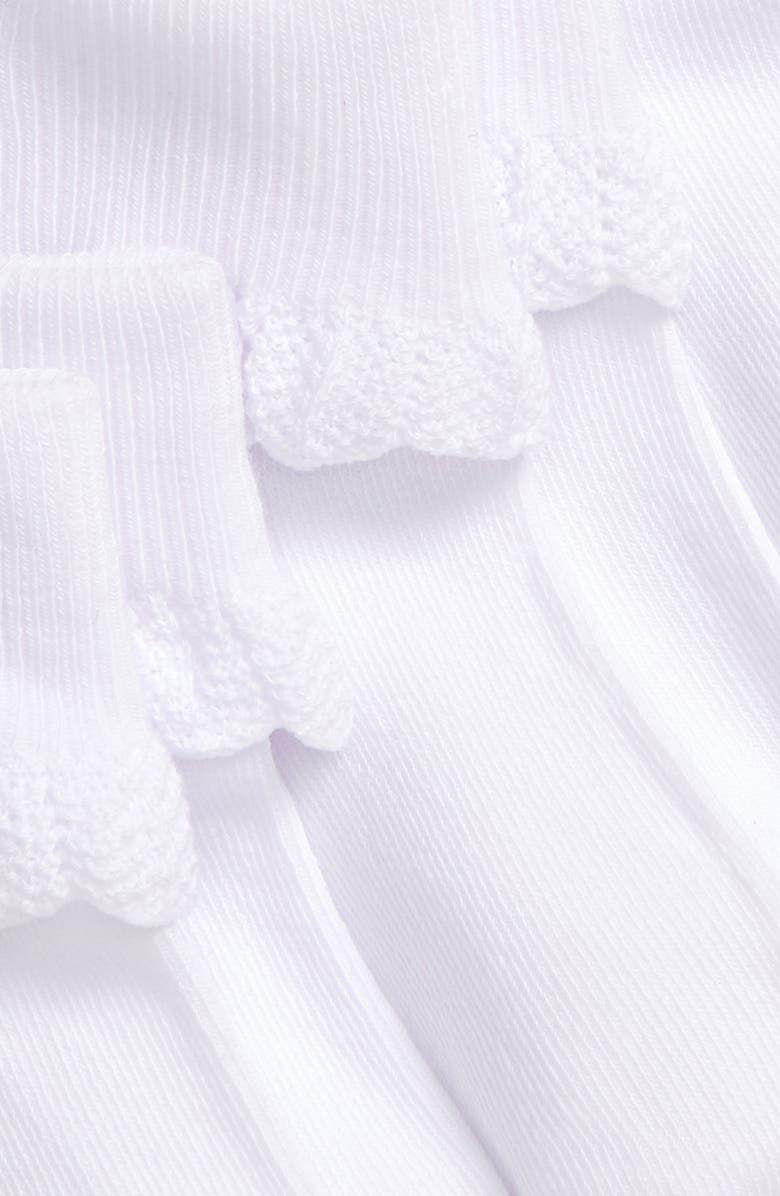 Nordstrom Kids' Scallop 3-Pack Socks, Alternate, color, White
