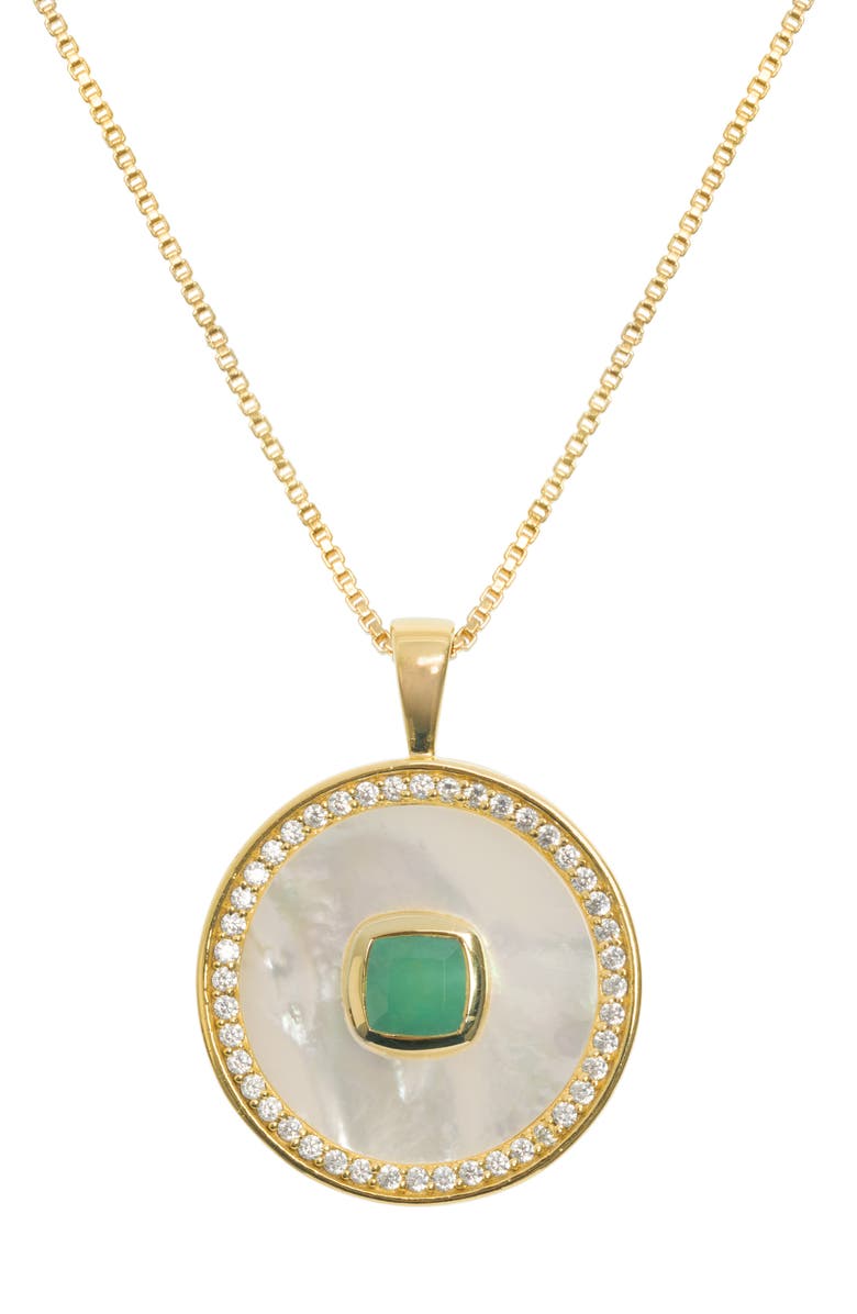 Freya Rose Emerald Mother Of Pearl Necklace, Main, color, Emerald