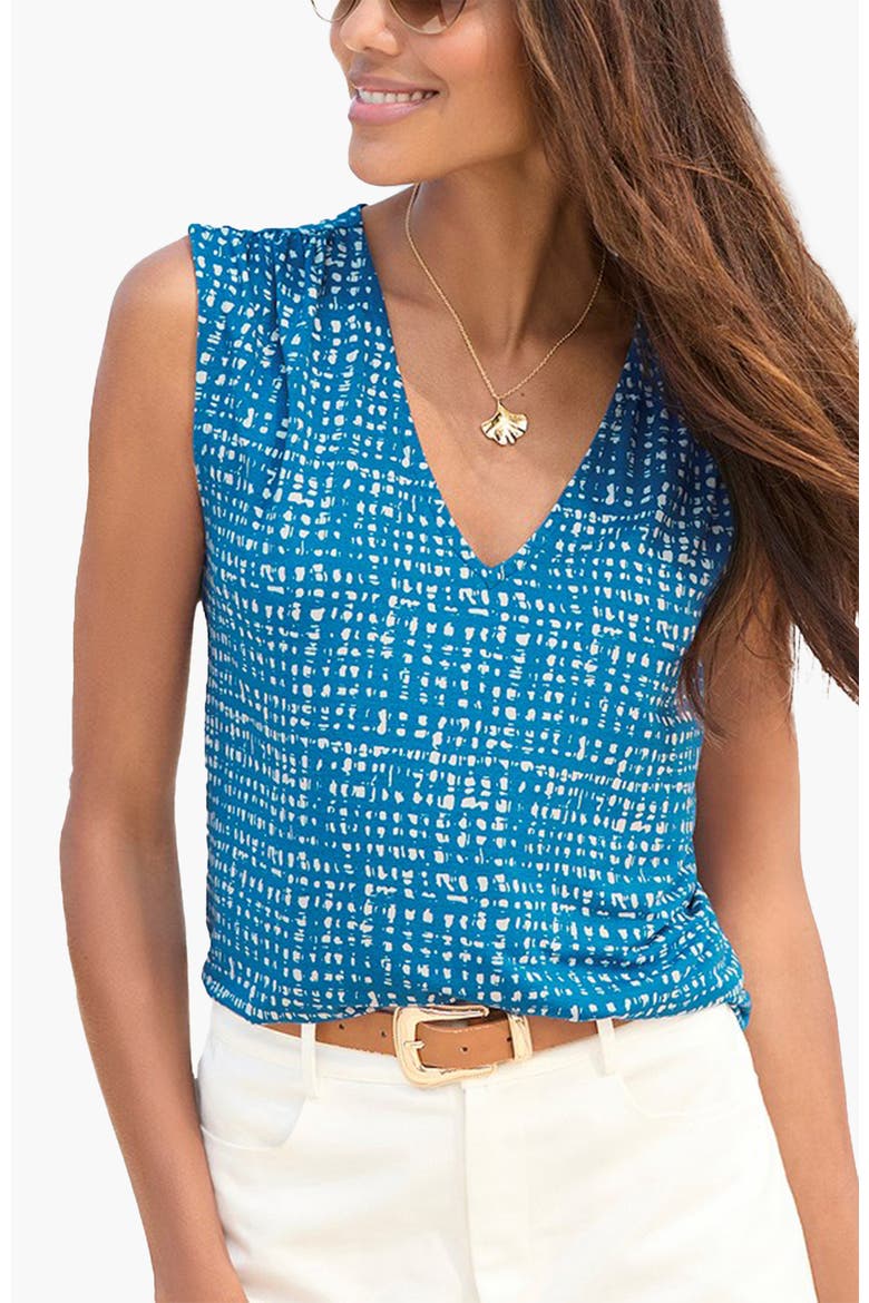 Print V-Neck Top, Main, color, Blue-Printed