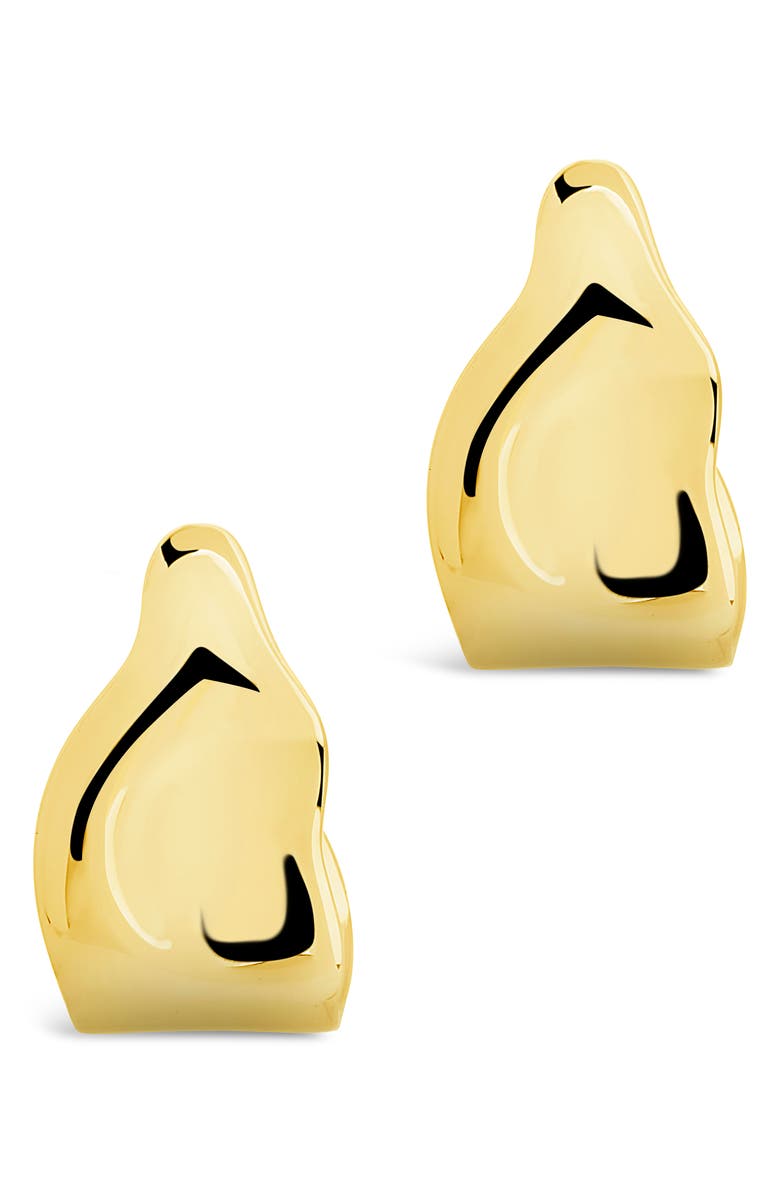 Sterling Forever Hammered Huggie Stud Earrings, Main, color, Gold