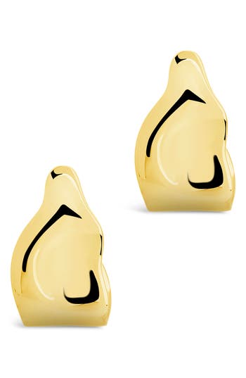 Sterling Forever Hammered Huggie Stud Earrings In Gold