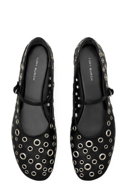 Shop Tory Burch Eyelet Mary Jane Ballet Flat In Perfect Black