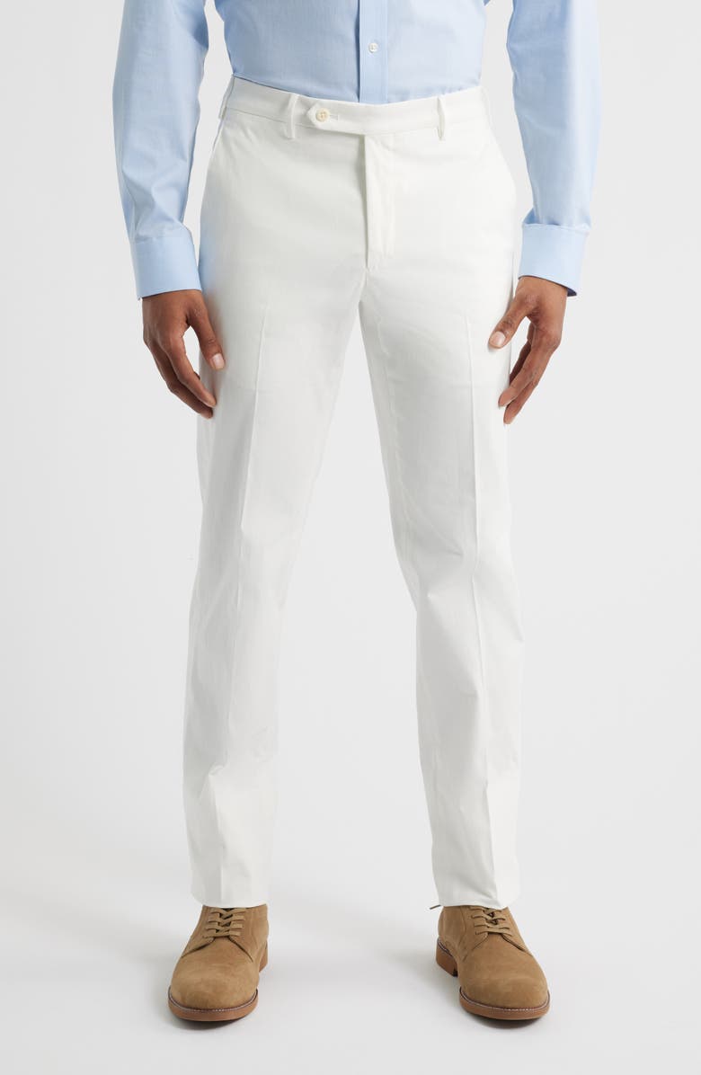Zanella Parker Flat Front Stretch Cotton Pants, Main, color, White