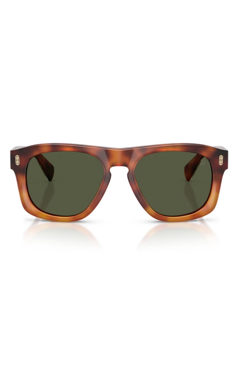 Brunello Cucinelli Alke 53mm Rectangular Pillow Sunglasses, Main, color, Havana / Forest