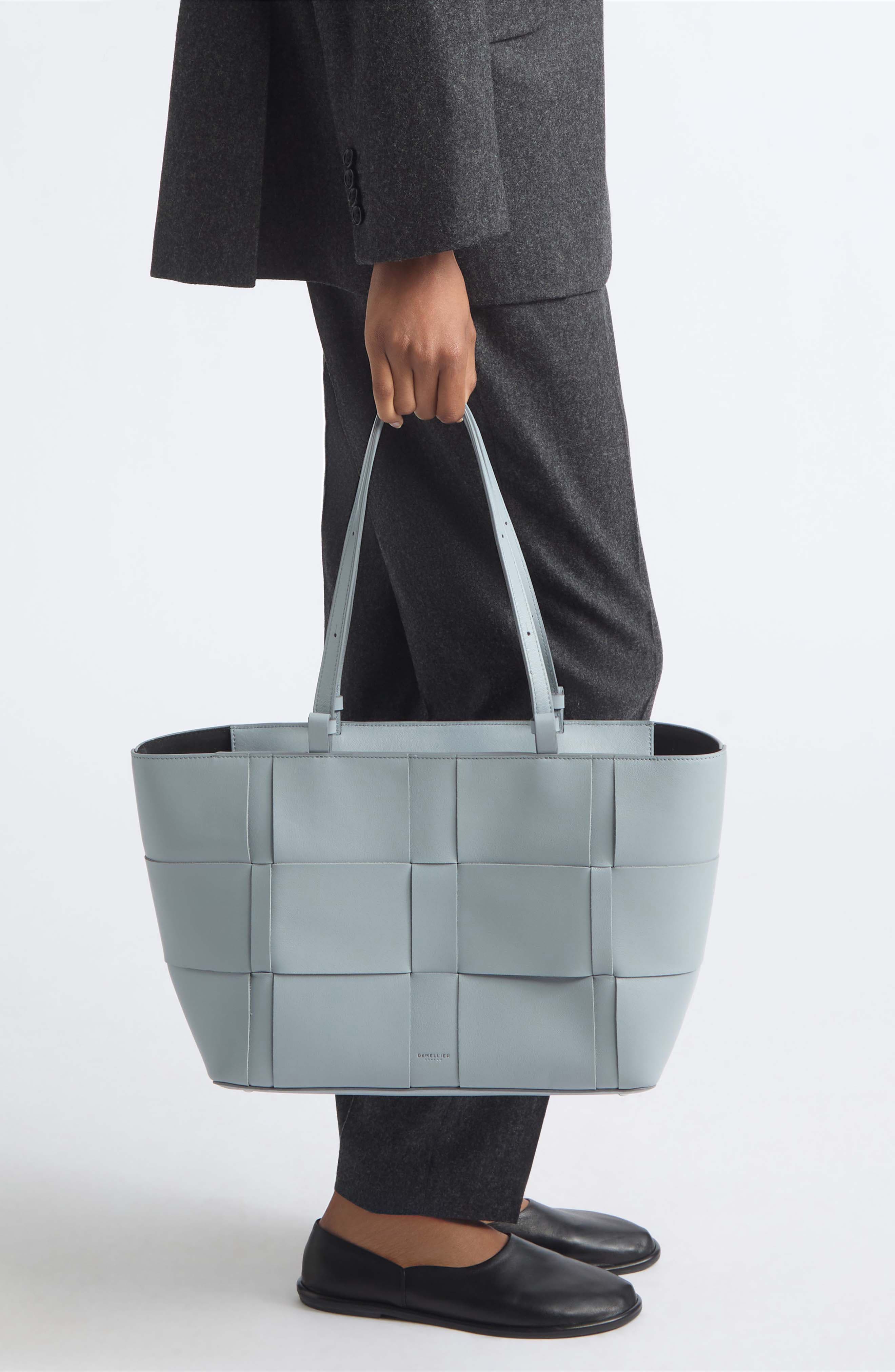 The Florence Woven Leather Tote, Alternate, color, PACIFIC