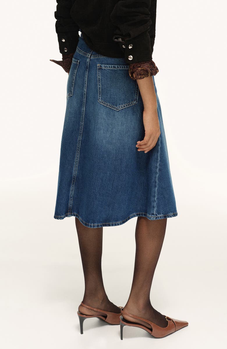 MANGO Denim Midi Skirt, Alternate, color, Dark Blue
