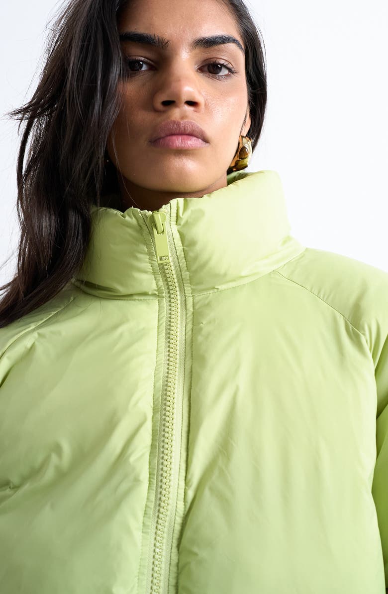 Topshop Puffer Bomber Jacket, Alternate, color, Medium Green