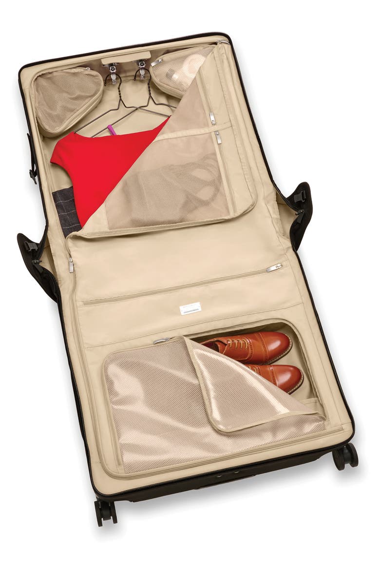Baseline Deluxe Wardrobe Spinner Suitcase, Alternate, color, BLACK