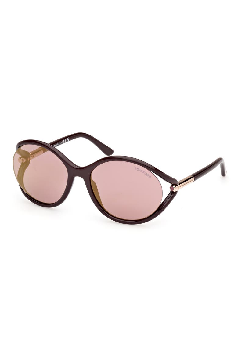 Melody 59mm Round Sunglasses, Alternate, color, SHINY DARK BROWN / GRADIENT