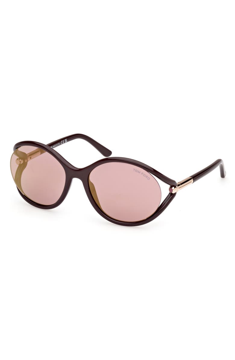 TOM FORD Melody 59mm Round Sunglasses, Alternate, color, Shiny Dark Brown / Gradient