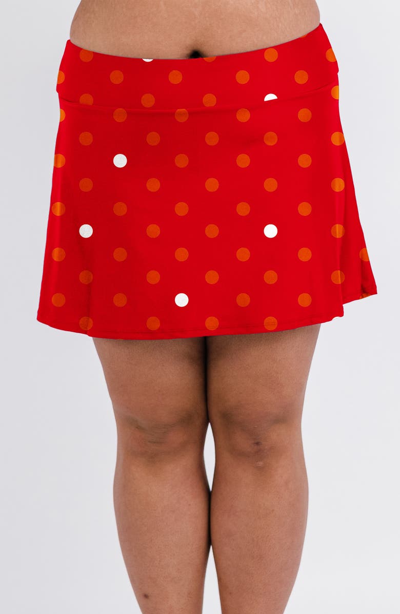 Calypsa Short Swim Skort With Shorts, Main, color, Dotty