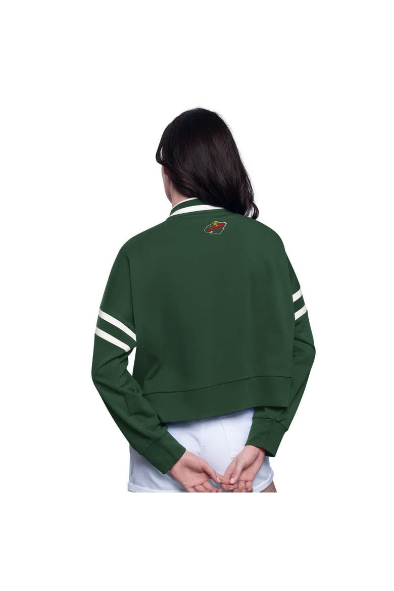 Women's Starter  Green Minnesota Wild Power Play Cropped Pullover Sweatshirt, Alternate, color, Green