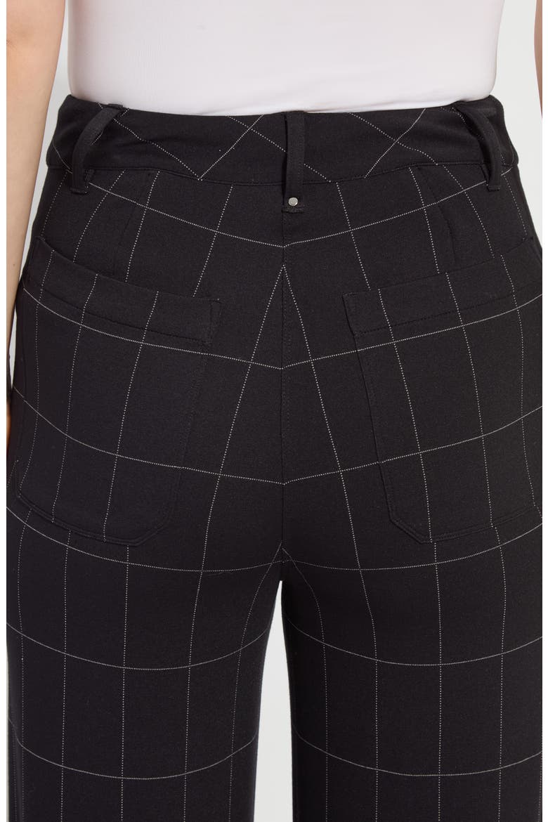 Erin Windowpane Check High Waist Wide Leg Ponte Pants, Alternate, color, DOUBLE CHECK LINE