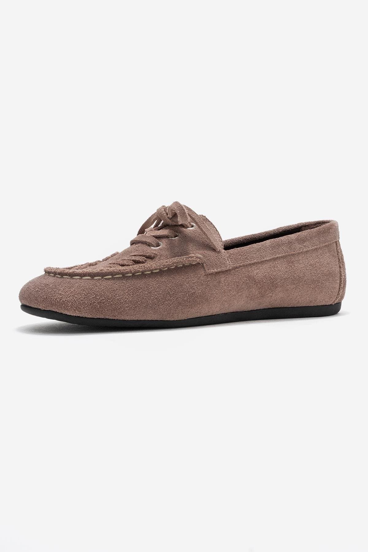 Lorven Leather Lace Up Loafer, Alternate, color, Light Brown Suede Leather