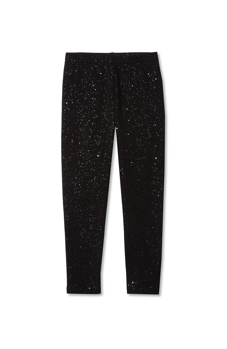 Lands' End Girls Fleece Lined Leggings, Main, color, Mod Black Glitter