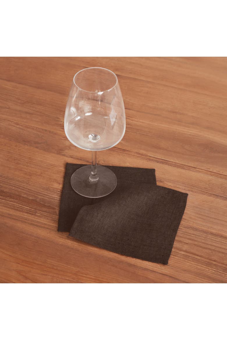 Linen Cocktail Napkins Set of 12 - Athena, Alternate, color, Chambray Brown