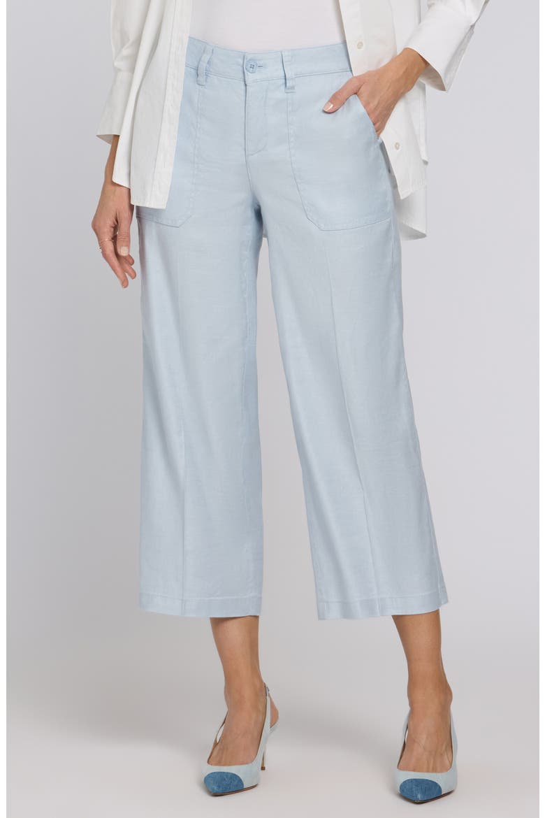 Linen Blend Crop Wide Leg Pants, Main, color, BLUE CLOVER