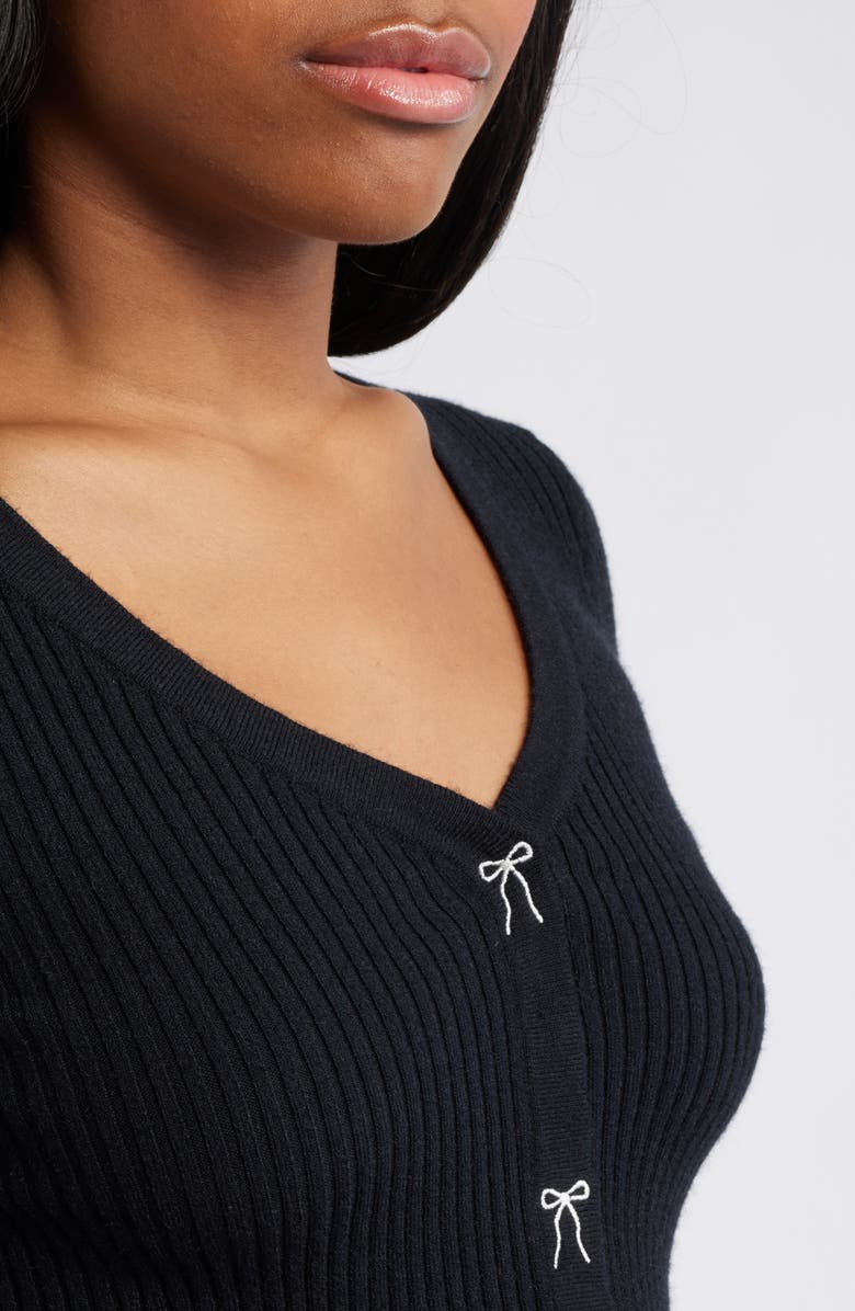 All in Favor Embroidered Bow Rib Crop Cardigan, Alternate, color, 
