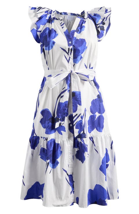 Neli Charlotte Floral Button-Up Tiered Midi Dress