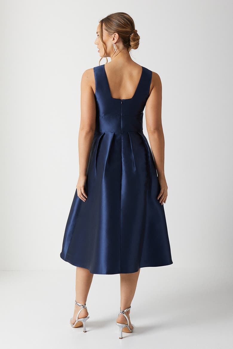 Twill Midi Bridesmaid Dress, Alternate, color, Navy