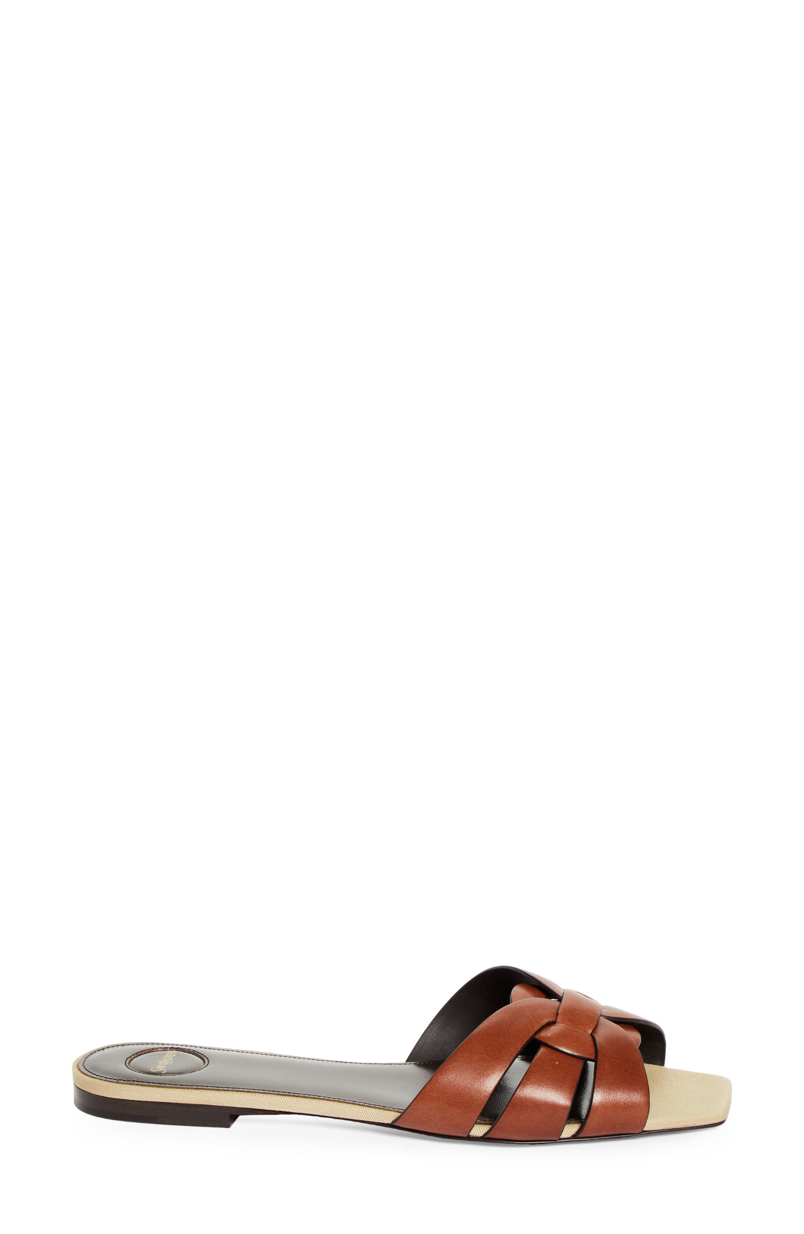 Saint Laurent Tribute Slide Sandal, Alternate, color, Burgundy