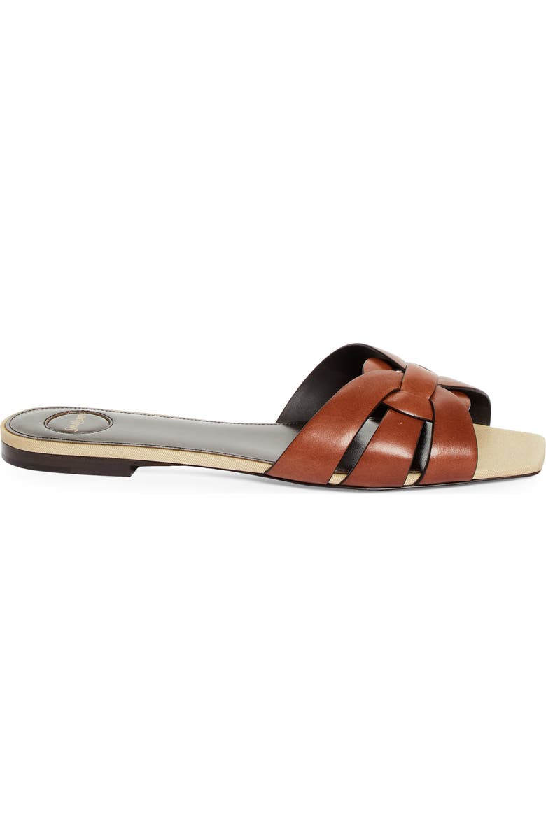 Saint Laurent Tribute Slide Sandal, Alternate, color, Burgundy