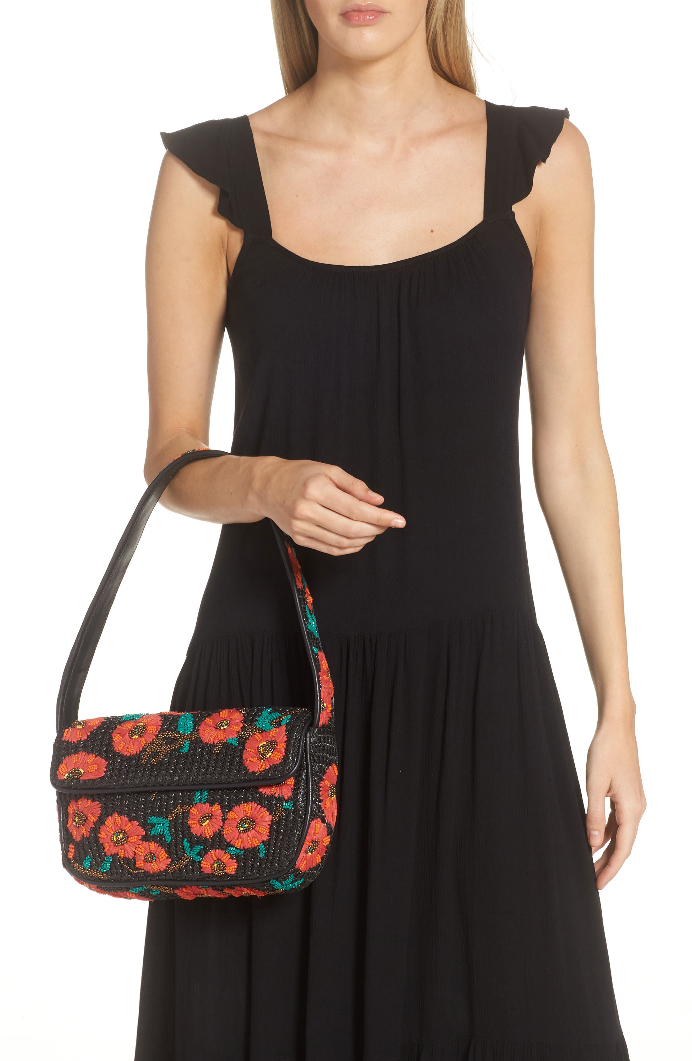 STAUD Tommy Beaded Raffia Handbag, Alternate, color, 