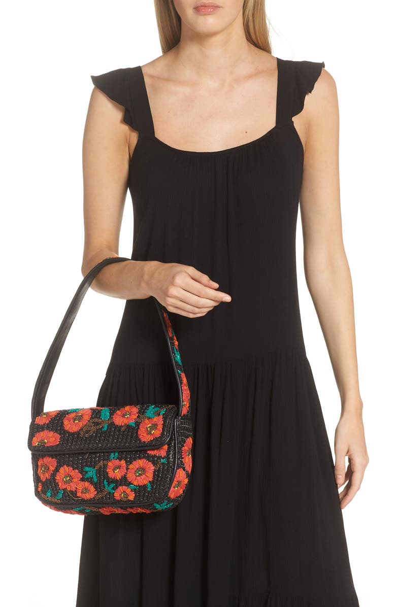 STAUD Tommy Beaded Raffia Handbag, Alternate, color,