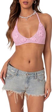 EDIKTED Missy Crochet Bra Top