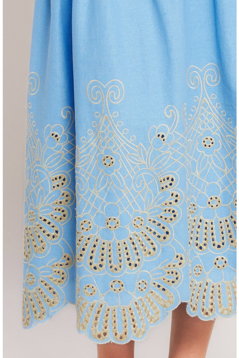 Eyelet Cotton Midi Skirt, Alternate, color, SKY BLUE