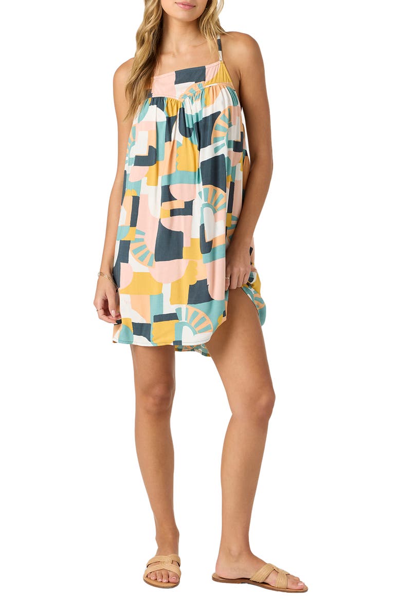 Quinn Geo Print Shift Minidress, Main, color, BLUE MULTI