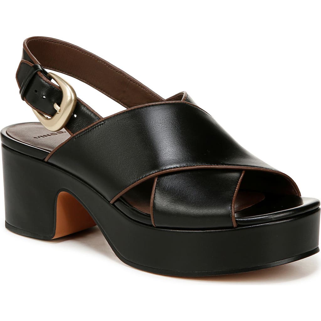 Vince Marlene Calfskin Crisscross Slingback Sandals In Black